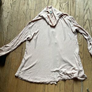 Free People Pink Cowl Neck Top with Key Hole Split Back